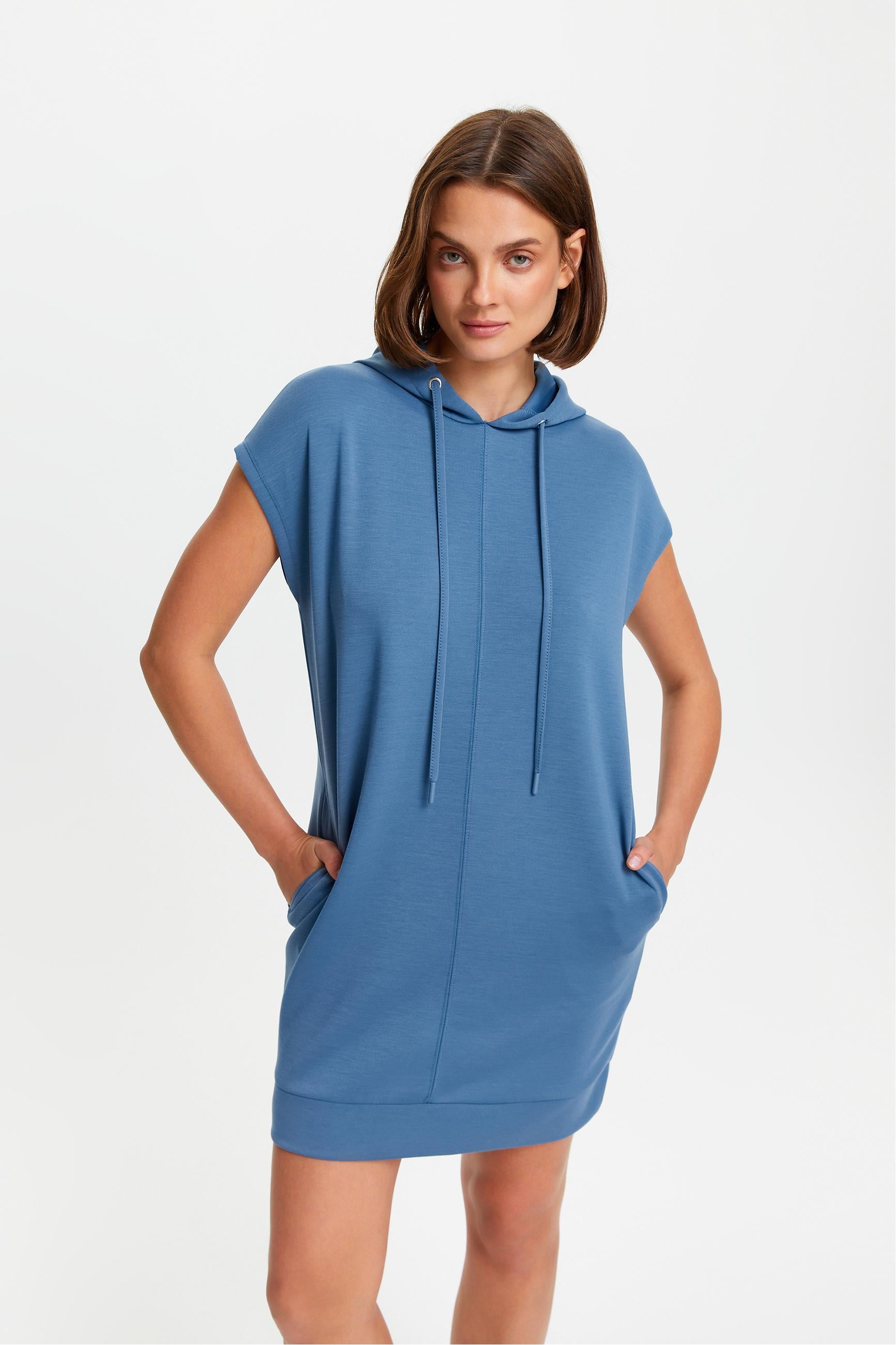 KAPÜŞONLU MİNİ SWEAT ELBİSE