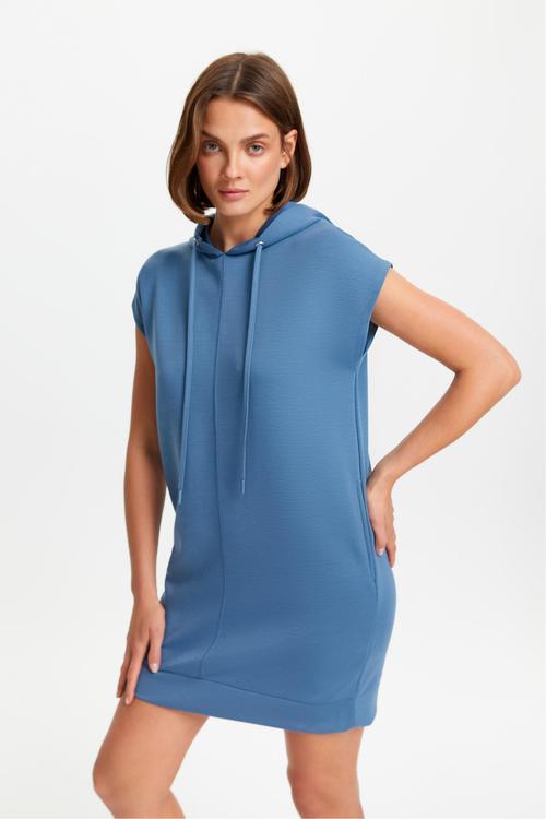  KAPÜŞONLU MİNİ SWEAT ELBİSE