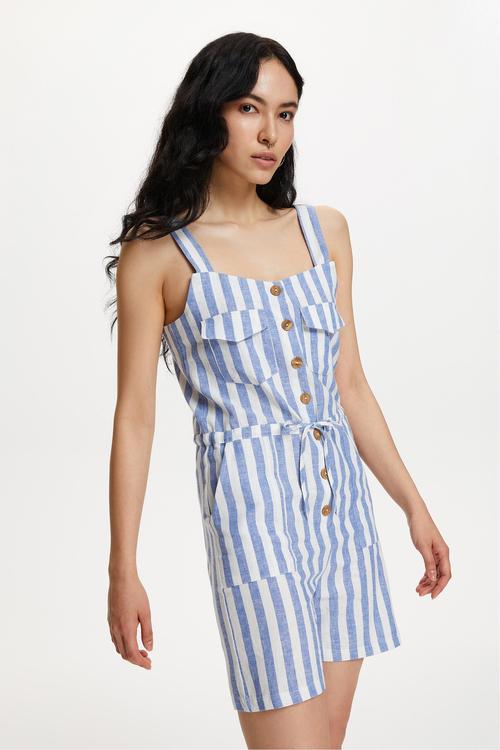  KETEN KARIŞIMLI ÇİZGİLİ MİNİ TULUM