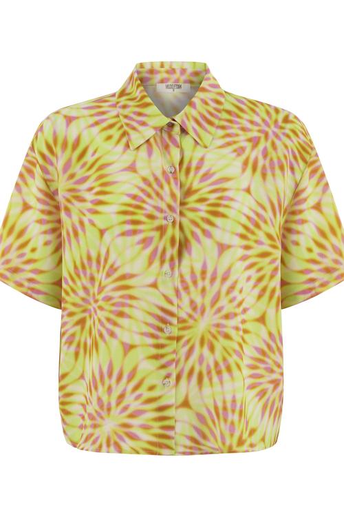  DESENLİ KISA KOLLU VİSKOZ GÖMLEK