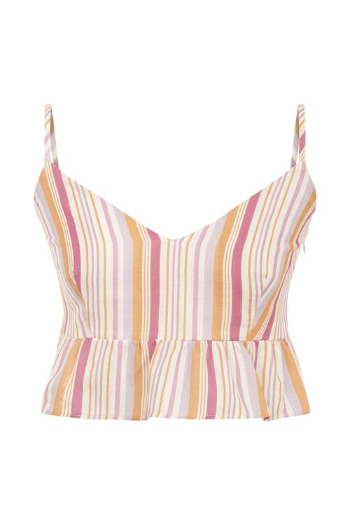  ÇİZGİLİ VOLAN DETAYLI CROP