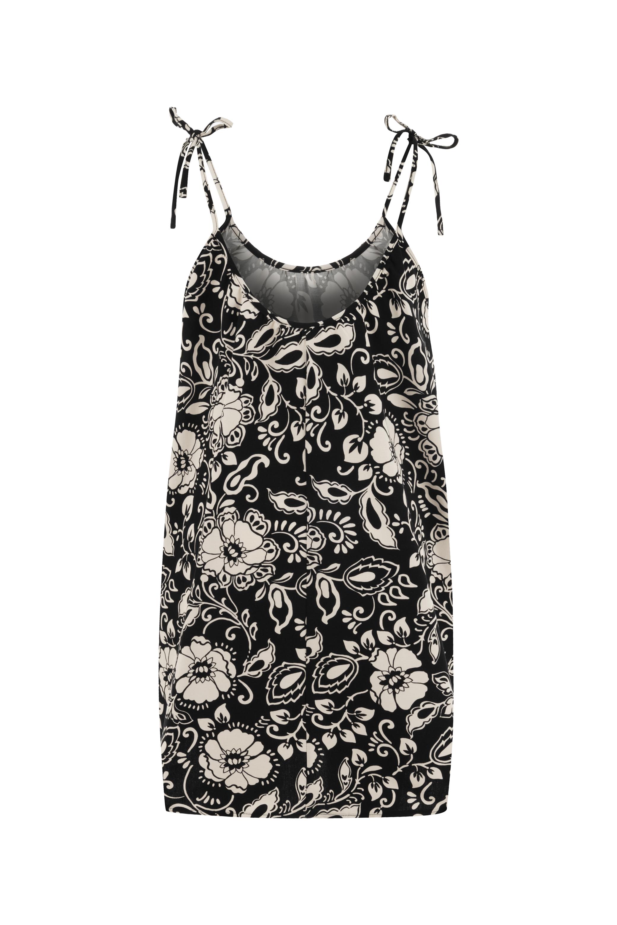 ÇİÇEK DESENLİ ASKILI MİNİ ELBİSE