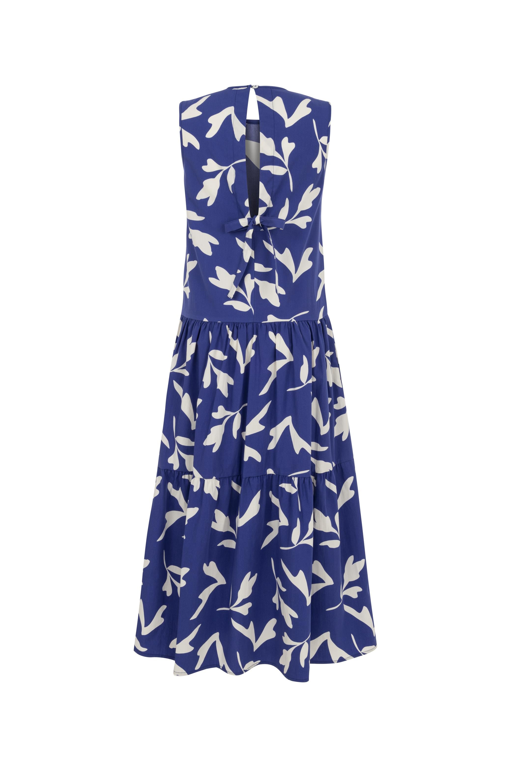 ÇİÇEK DESENLİ A FORM MİDİ ELBİSE