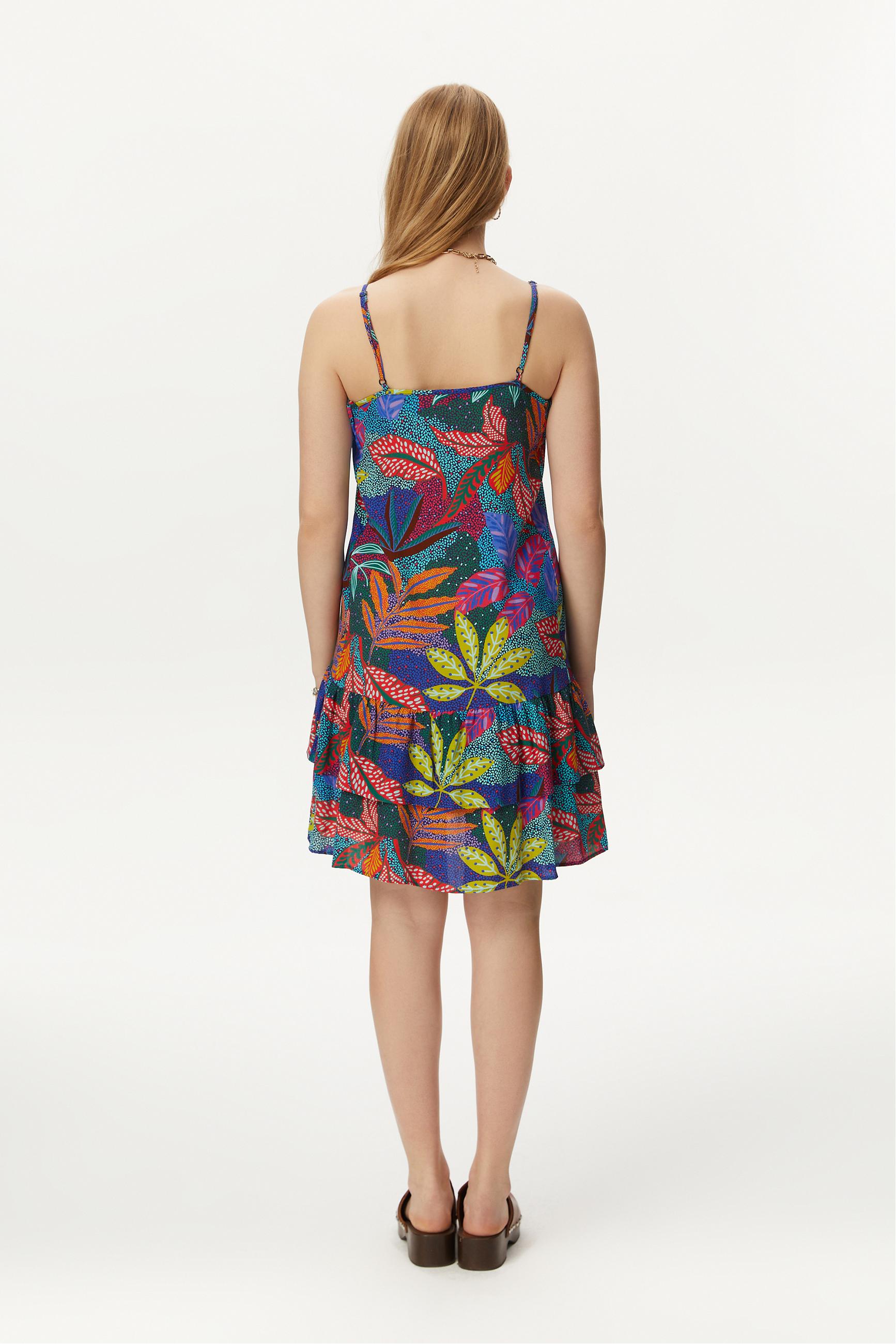 ÇİÇEK DESENLİ ASKILI MİNİ ELBİSE