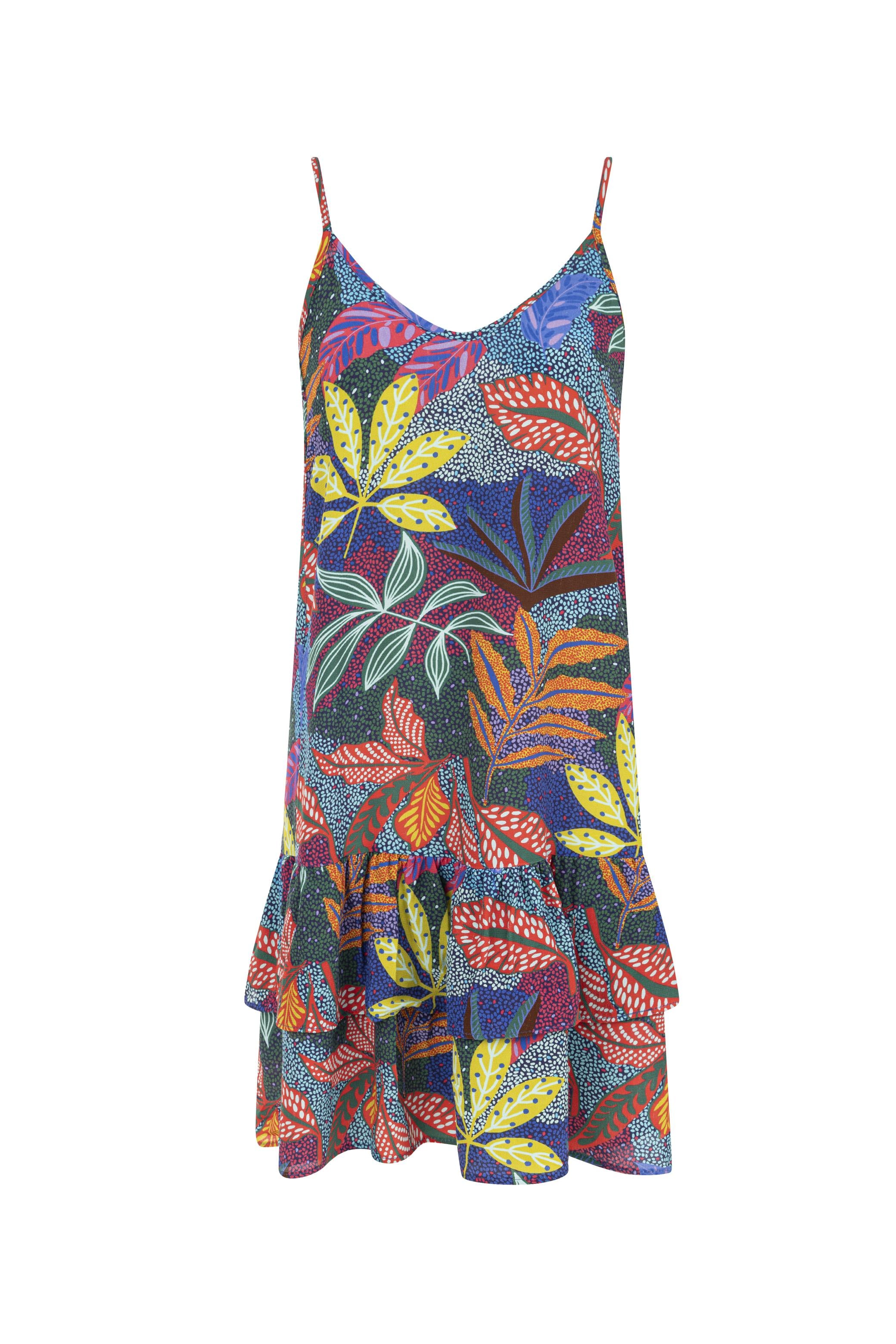 ÇİÇEK DESENLİ ASKILI MİNİ ELBİSE