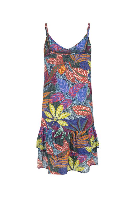  ÇİÇEK DESENLİ ASKILI MİNİ ELBİSE