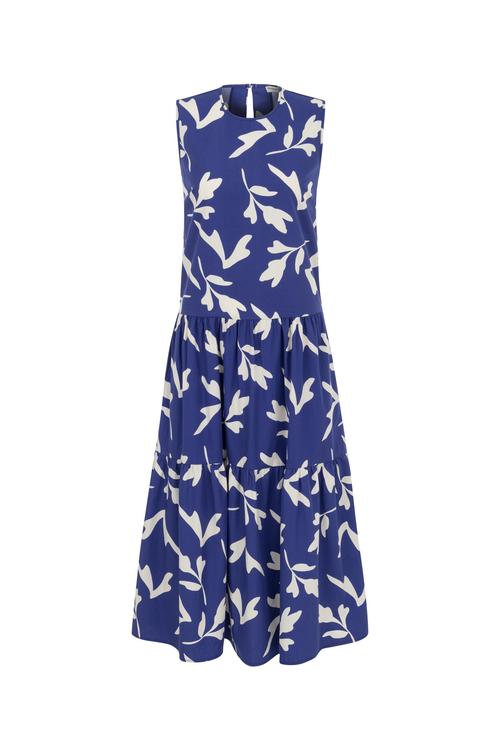  ÇİÇEK DESENLİ A FORM MİDİ ELBİSE