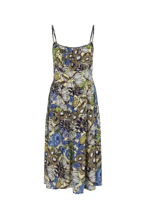  ÇİÇEK DESENLİ ASKILI MİNİ KLOŞ ELBİSE