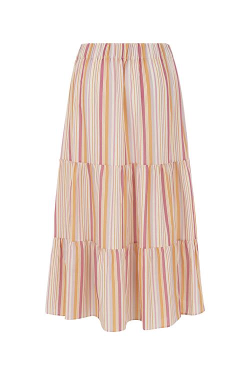  KETEN KARIŞIMLI ÇİZGİLİ UZUN ETEK