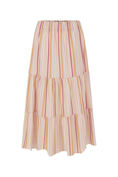  KETEN KARIŞIMLI ÇİZGİLİ UZUN ETEK