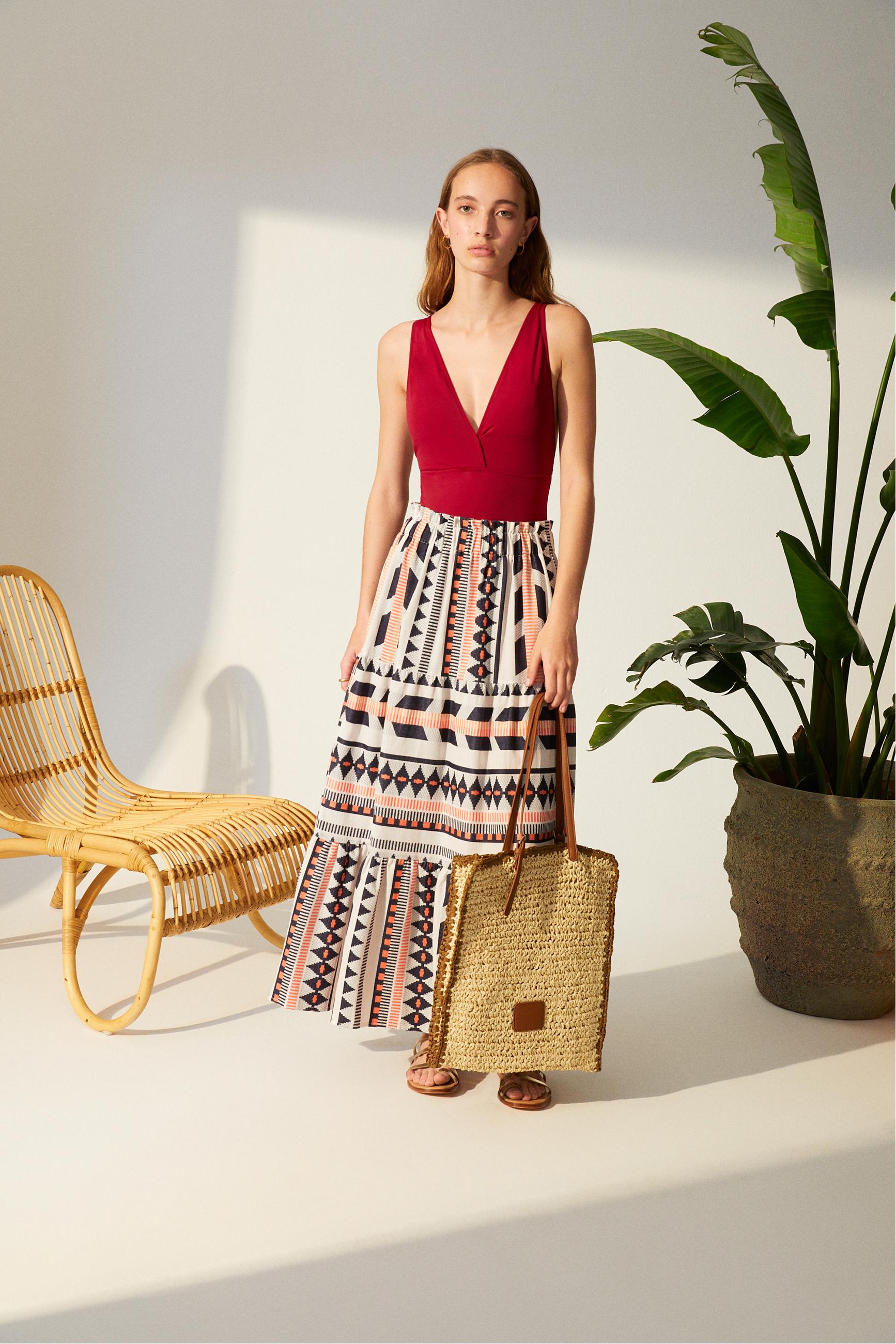 ETNİK DESENLİ UZUN ETEK