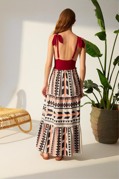  ETNİK DESENLİ UZUN ETEK