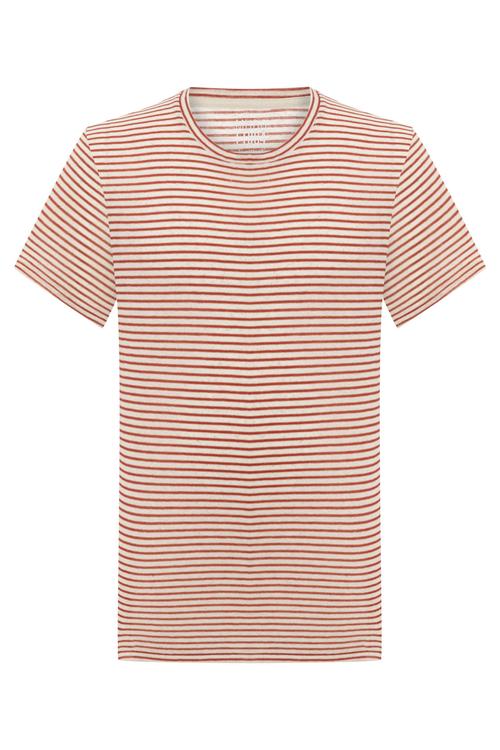  KETEN KARIŞIMLI ÇİZGİLİ T-SHIRT