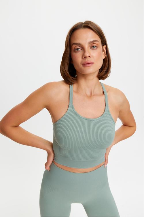  ÇAPRAZ SIRT DETAYLI FİTİLLİ CROP ATLET