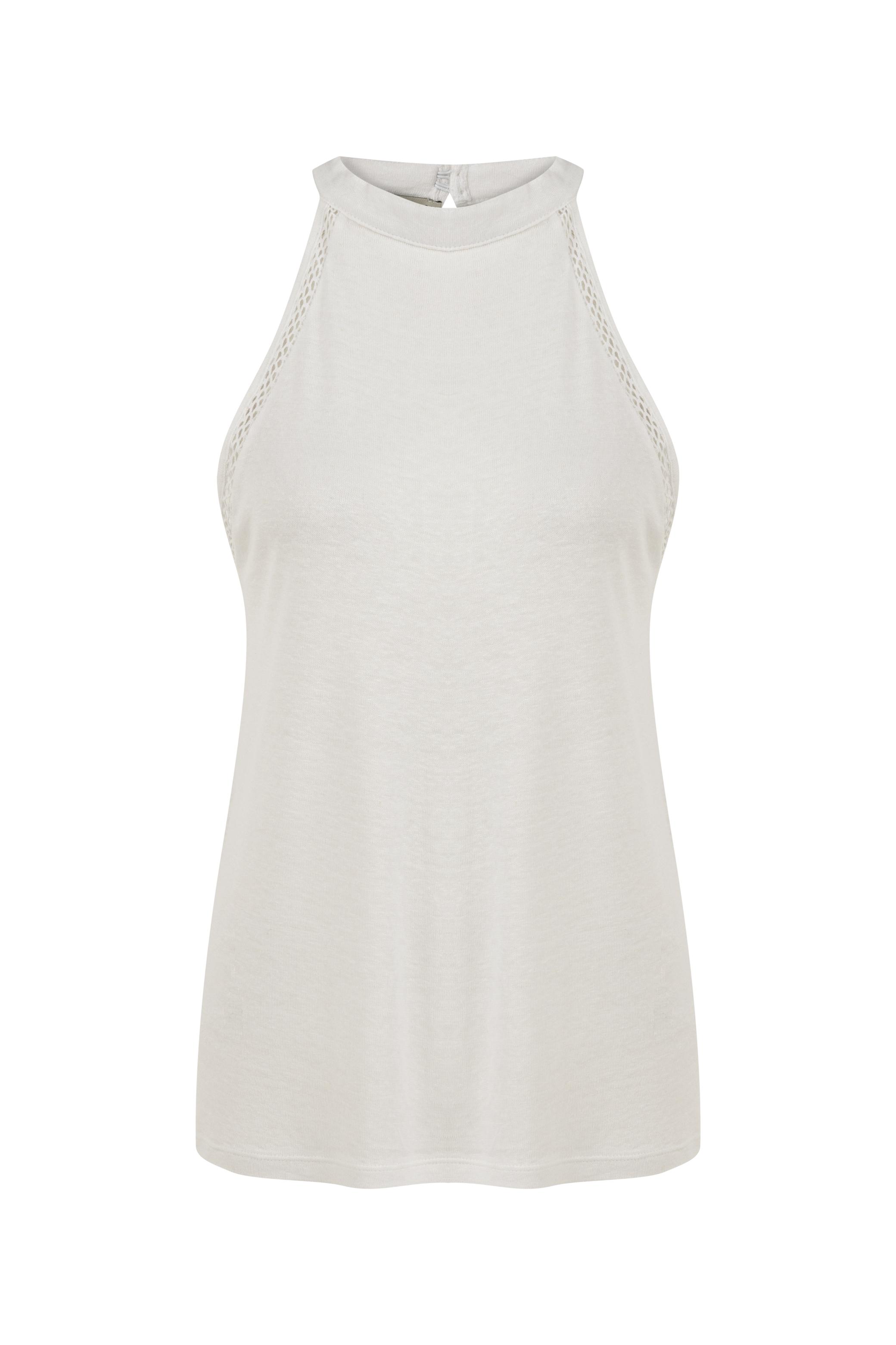 DİK YAKA KOLSUZ BLUZ