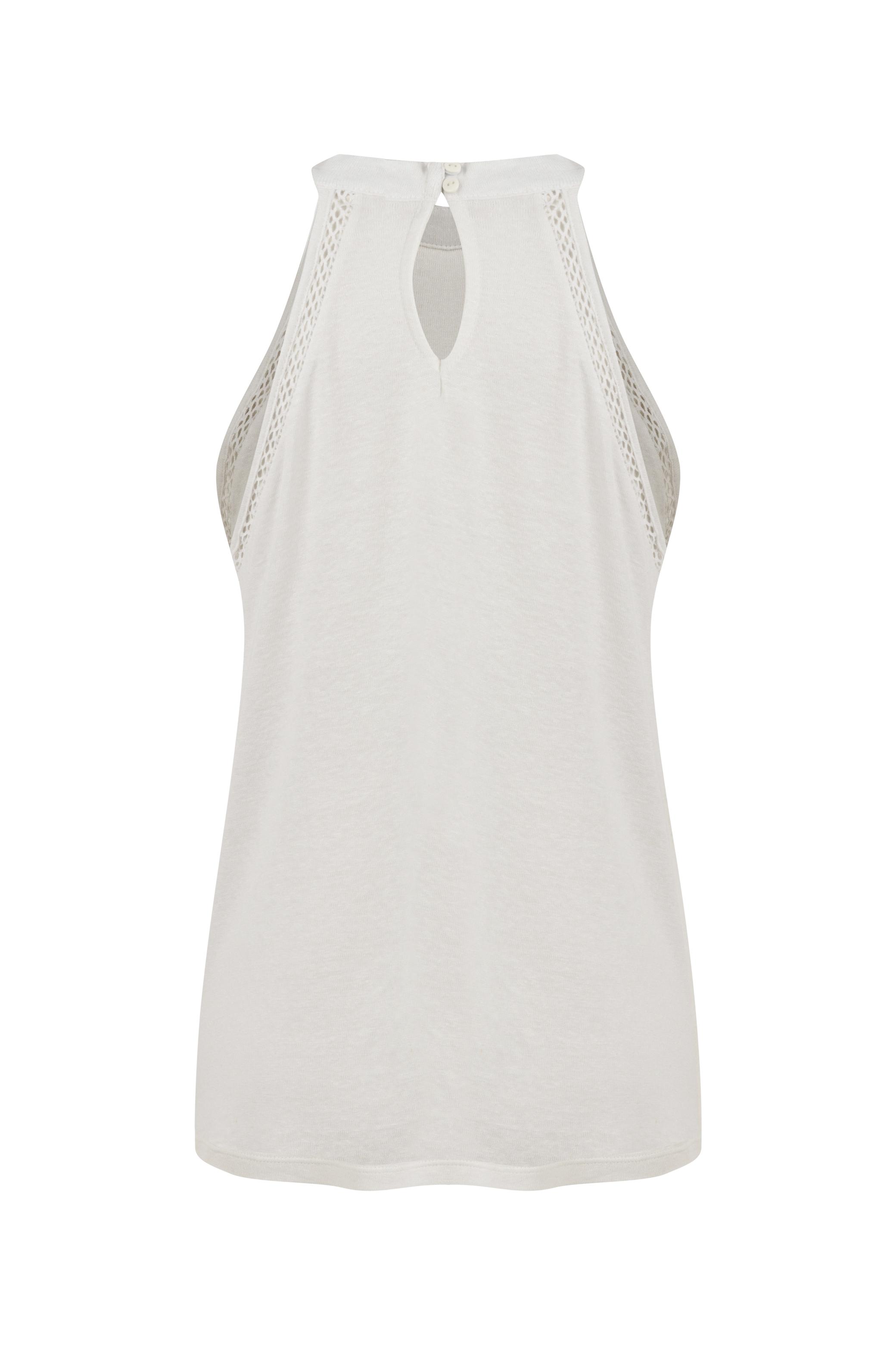 DİK YAKA KOLSUZ BLUZ