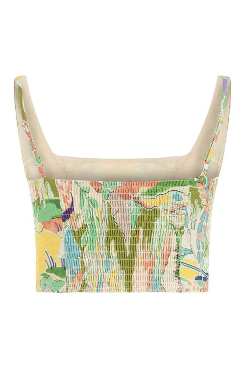  DESENLİ KETEN KARIŞIMLI CROP TOP