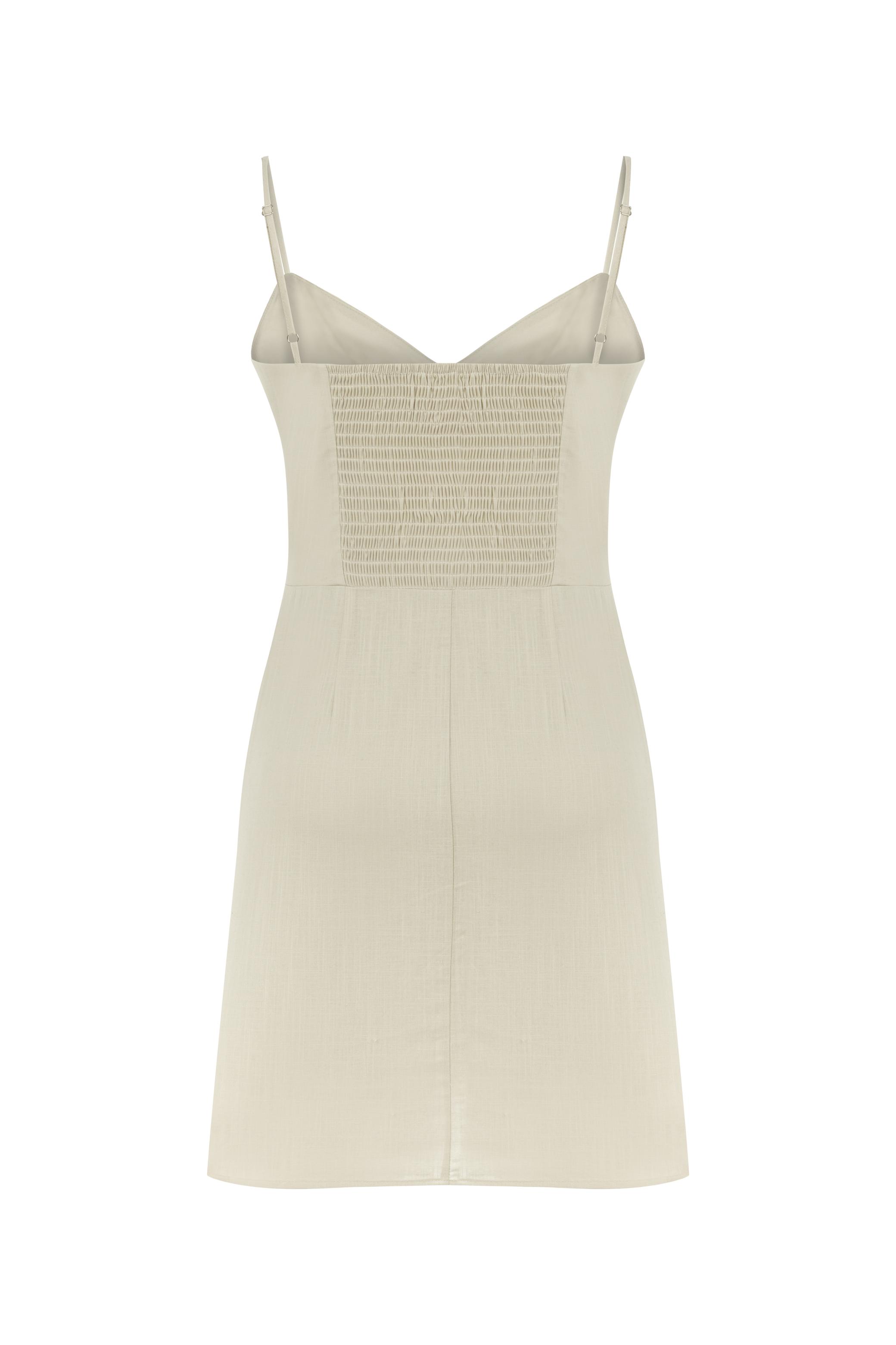 ASKILI A FORM MİNİ KETEN ELBİSE