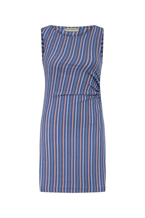  ÇİZGİLİ DRAPELİ MİNİ ELBİSE