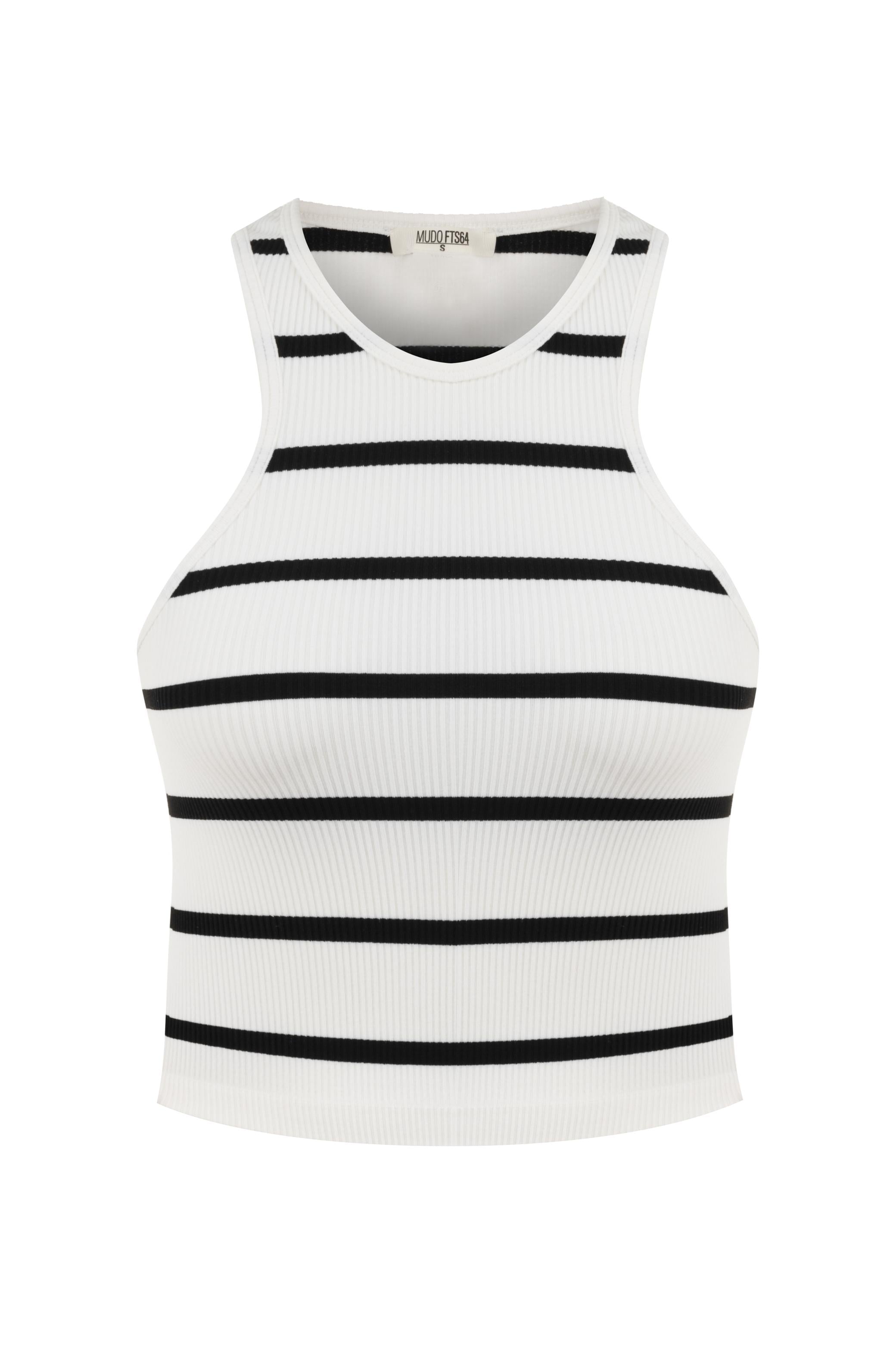 ÇİZGİLİ HALTER YAKA BLUZ