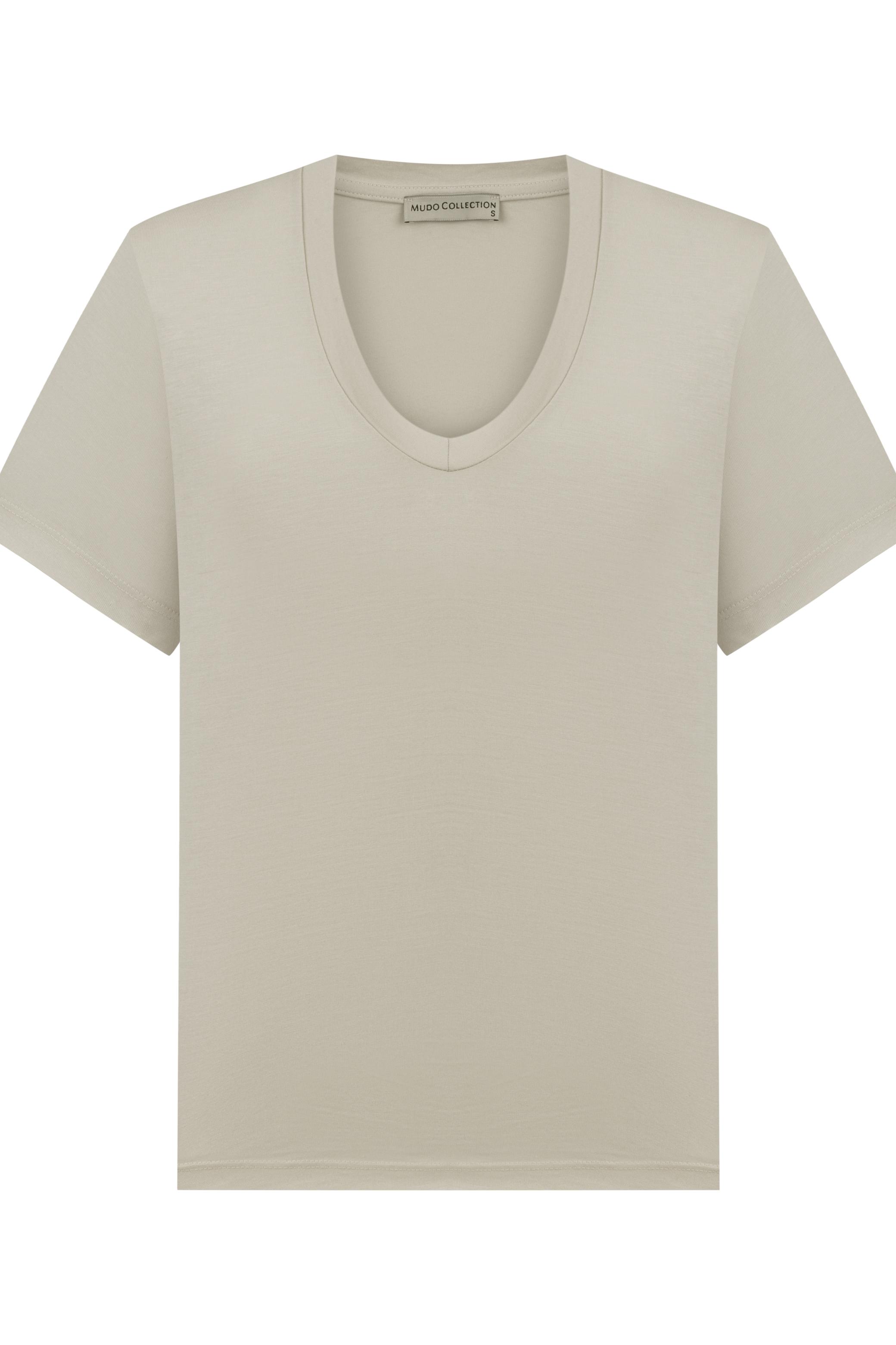 V YAKA LİYOSEL T-SHIRT