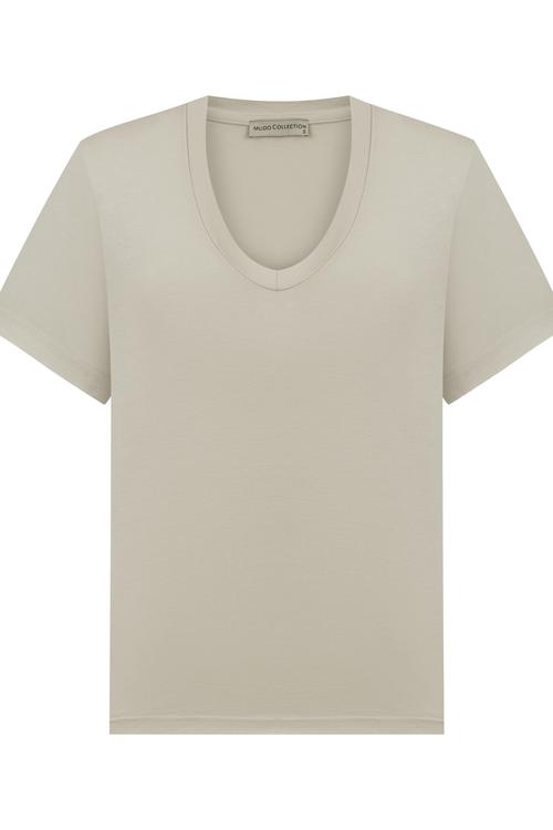  V YAKA LİYOSEL T-SHIRT