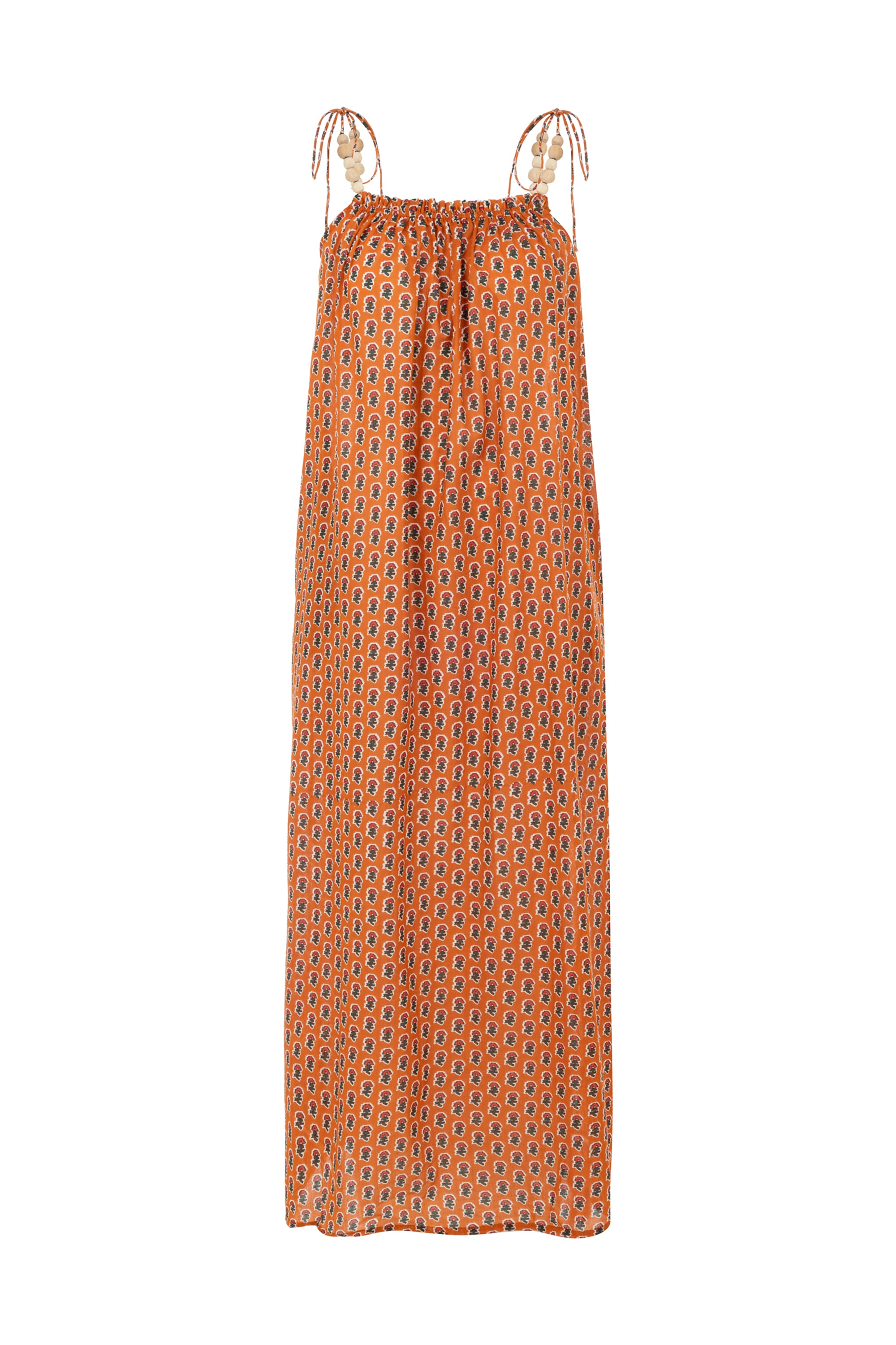 ASKILI ETNİK DESENLİ UZUN ELBİSE