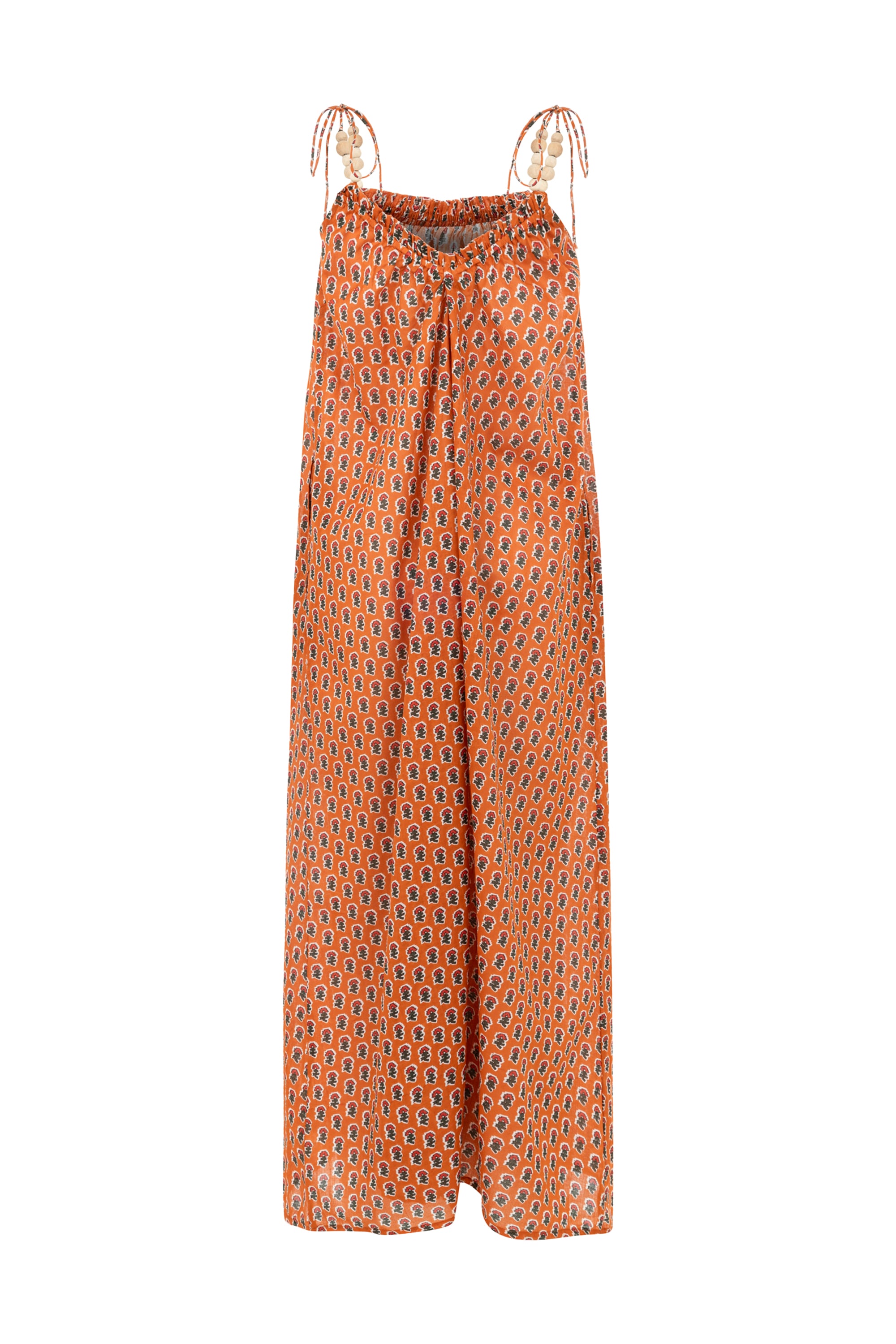 ASKILI ETNİK DESENLİ UZUN ELBİSE