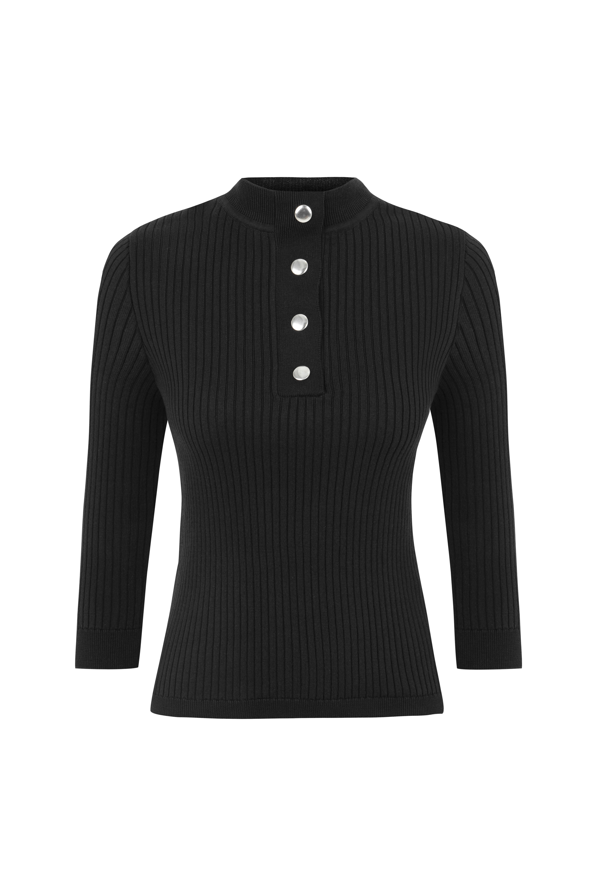 DÜĞMELİ DİK YAKA TRİKO KAZAK