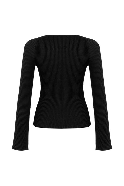  FİTİLLİ AÇIK YAKA TRİKO KAZAK