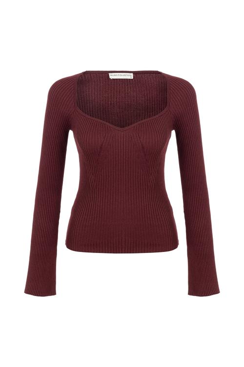  FİTİLLİ AÇIK YAKA TRİKO KAZAK