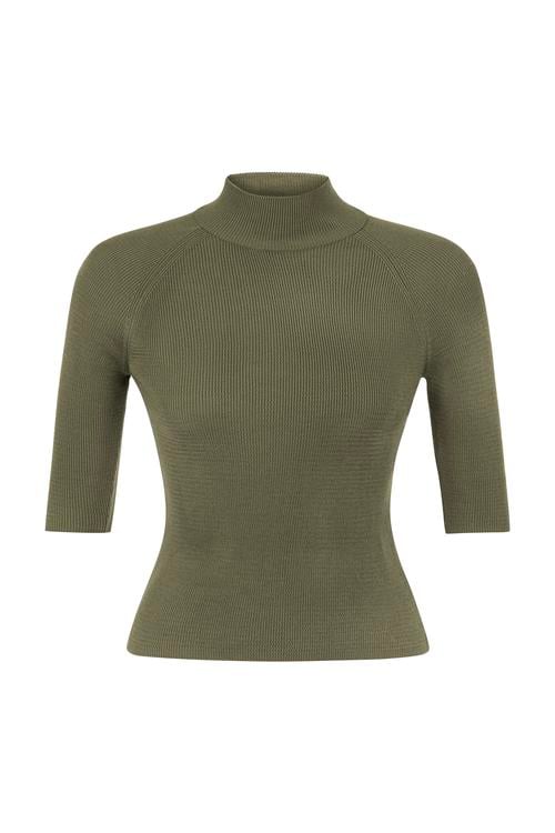  FİTİLLİ DİK YAKA TRİKO KAZAK