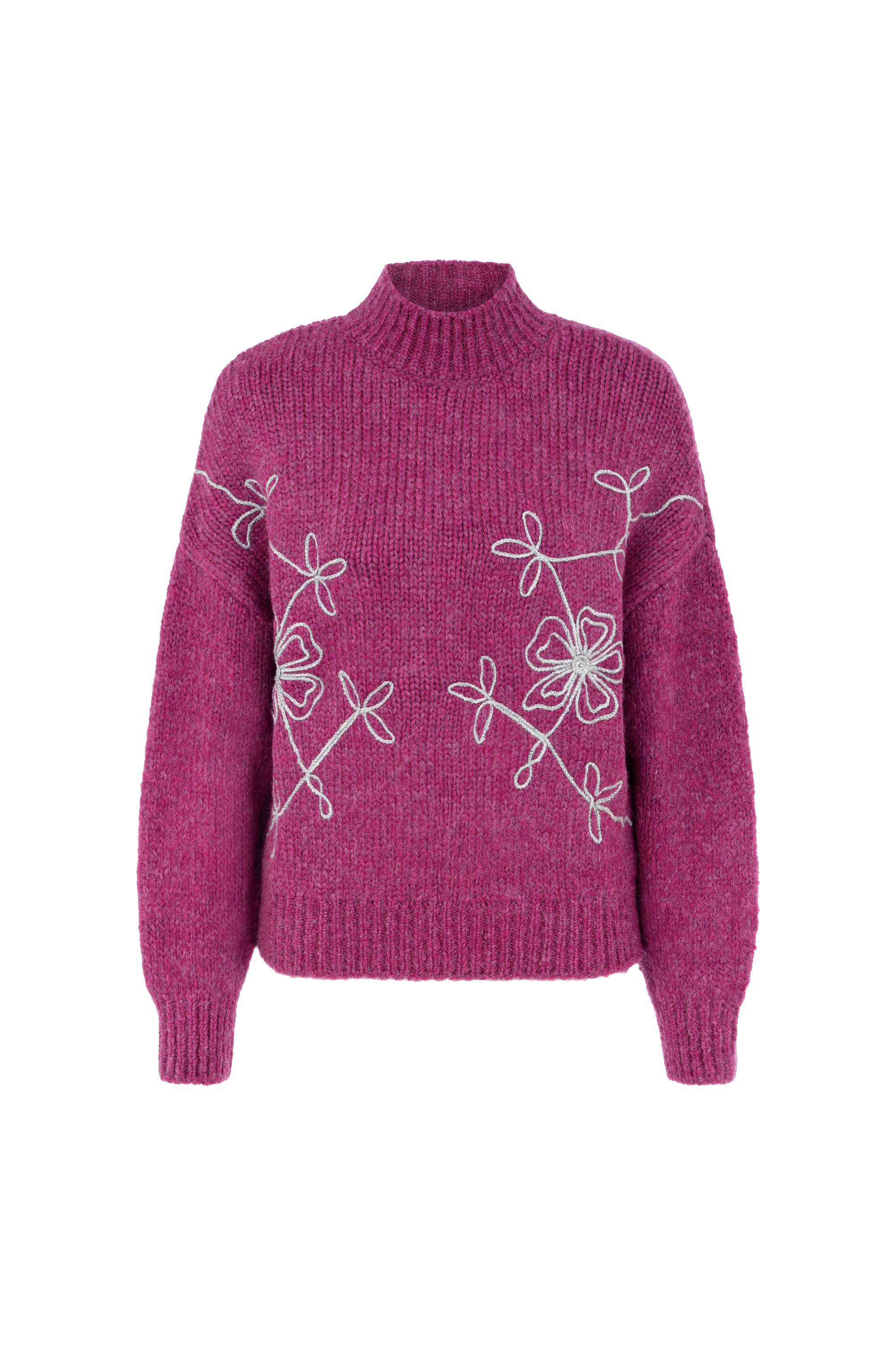 ÇİÇEKLİ DİK YAKA TRİKO KAZAK