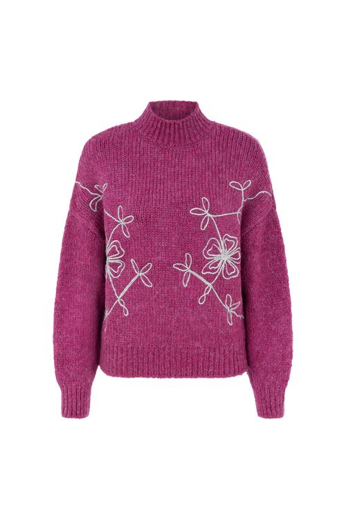  ÇİÇEKLİ DİK YAKA TRİKO KAZAK