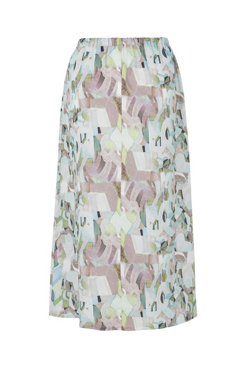  BELİ BAĞLAMALI DESENLİ MİDİ ETEK