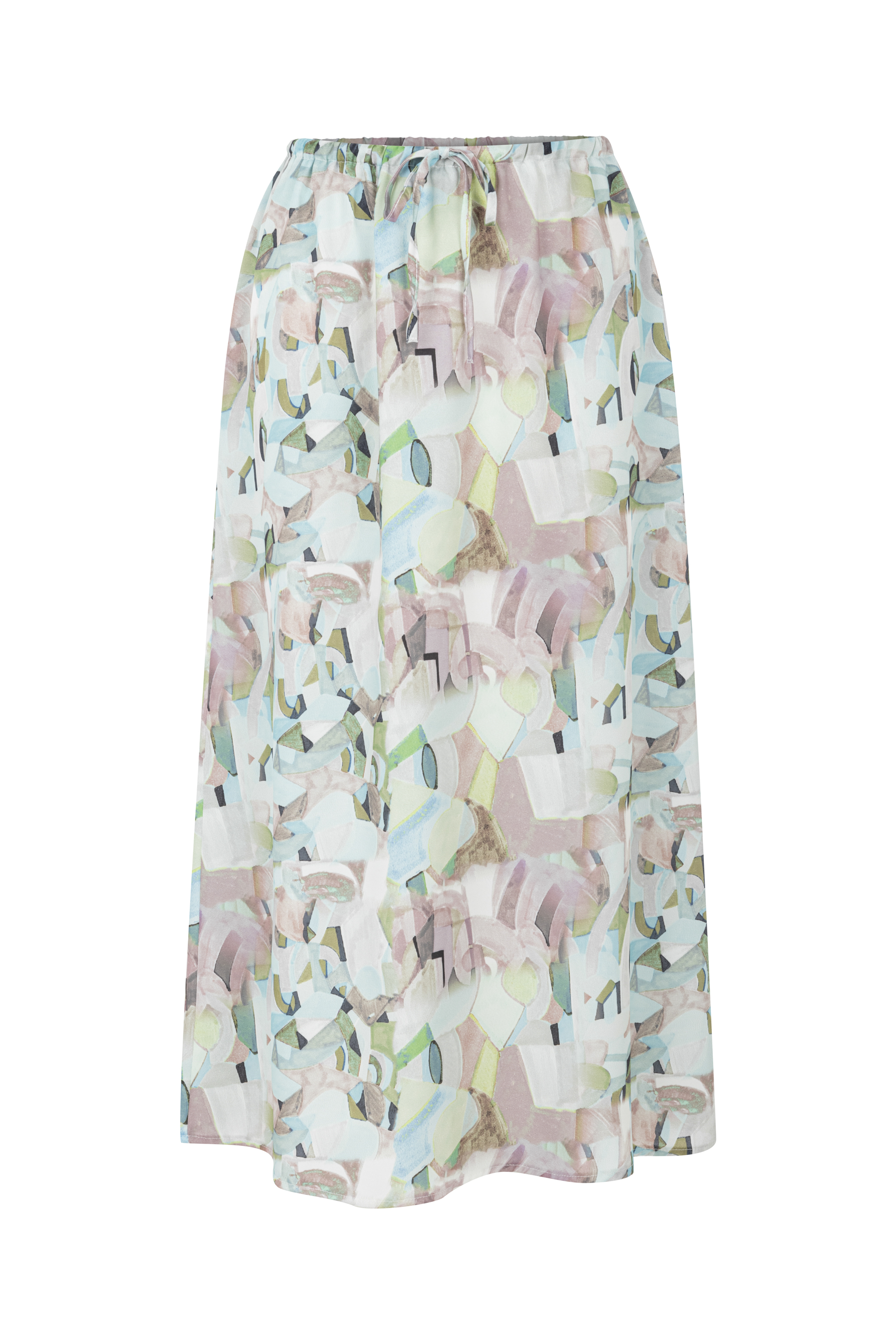 BELİ BAĞLAMALI DESENLİ MİDİ ETEK