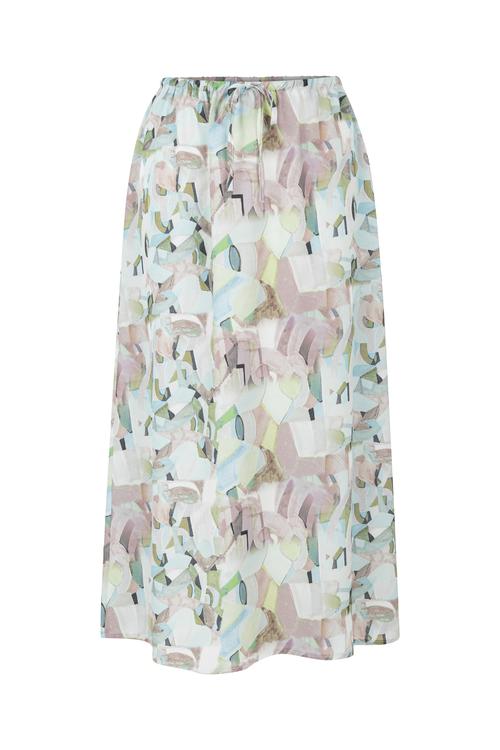  BELİ BAĞLAMALI DESENLİ MİDİ ETEK