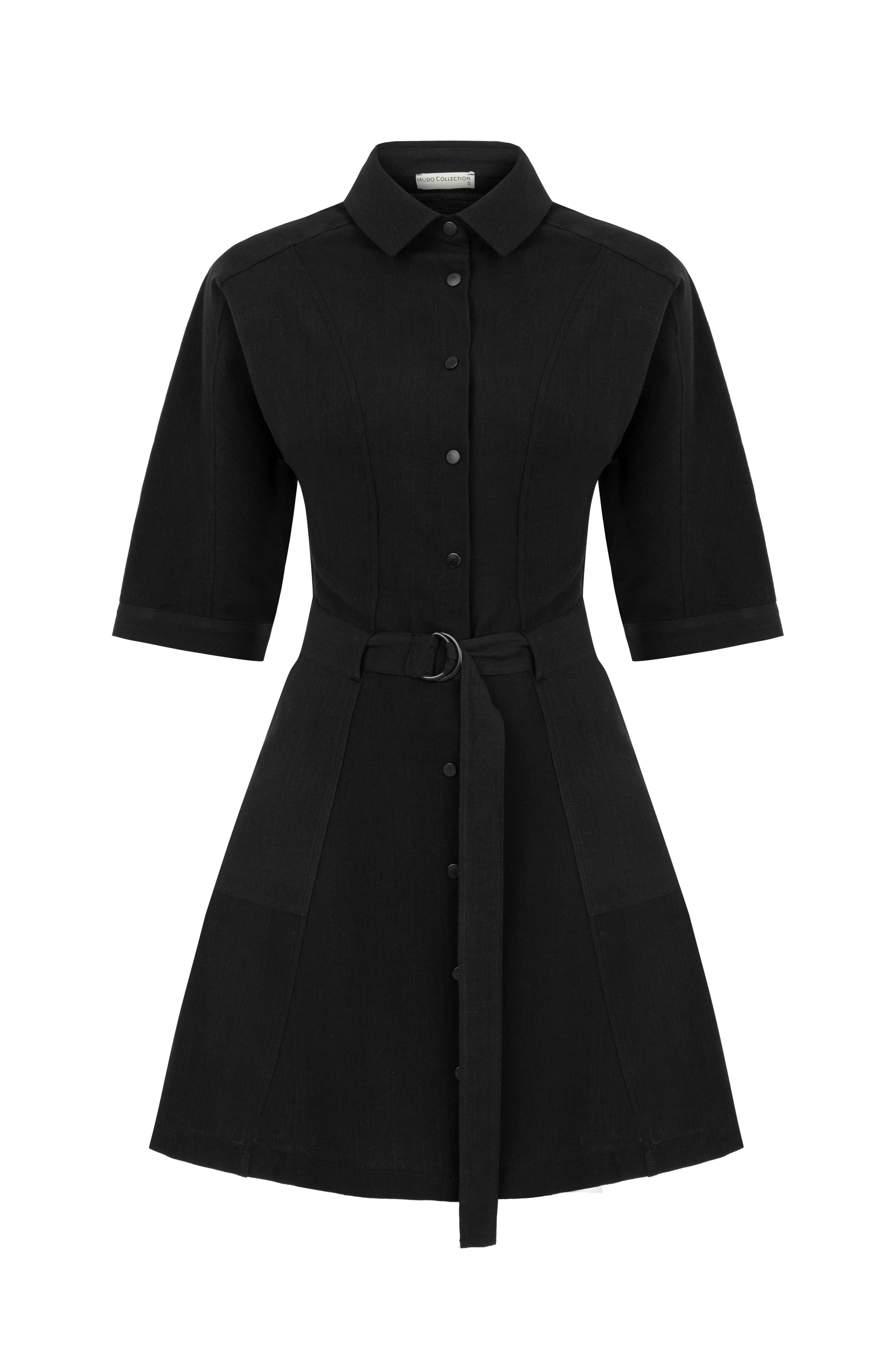 KETEN KARIŞIMLI MİNİ GÖMLEK ELBİSE