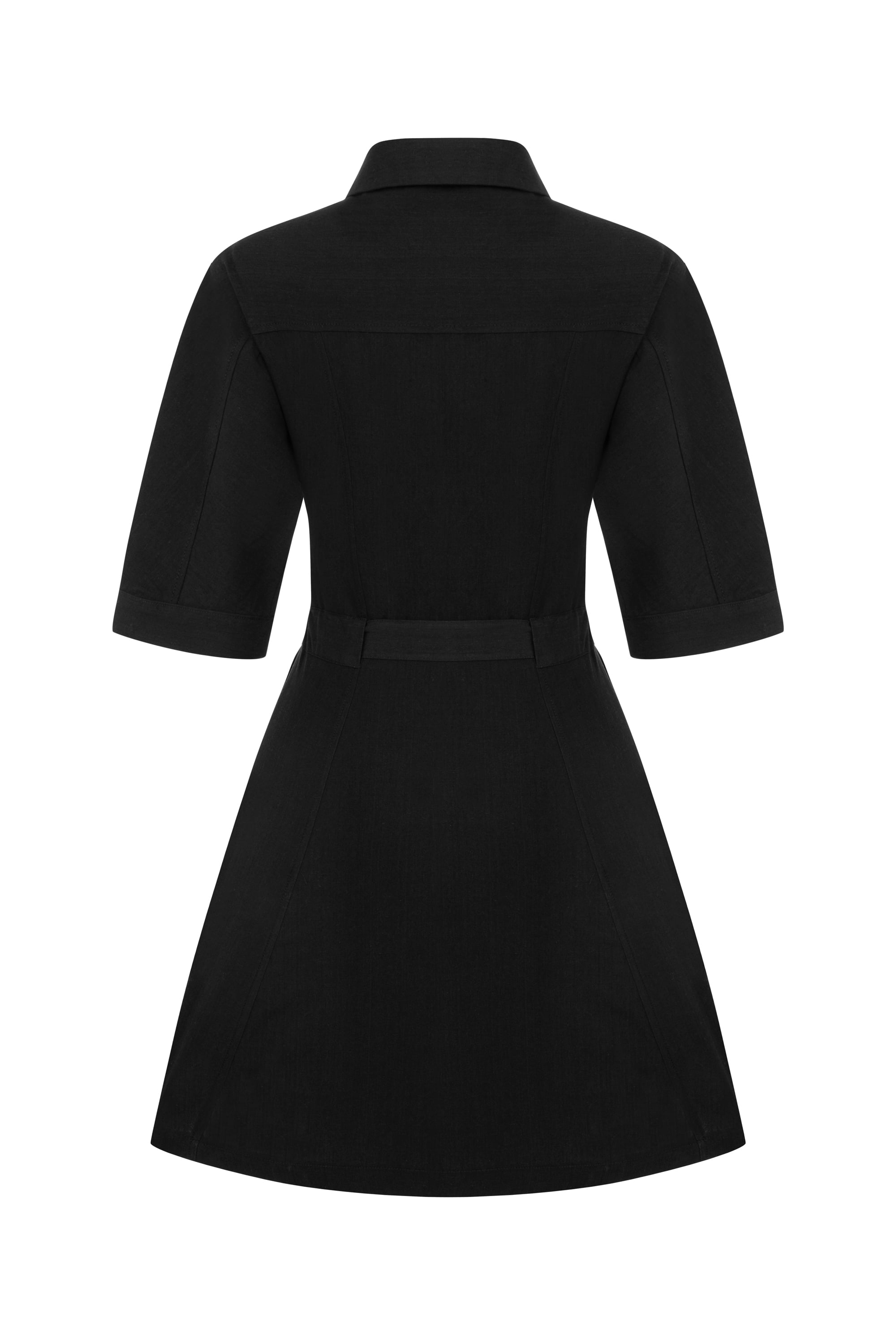 KETEN KARIŞIMLI MİNİ GÖMLEK ELBİSE