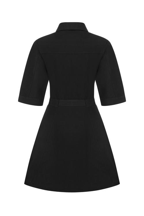  KETEN KARIŞIMLI MİNİ GÖMLEK ELBİSE