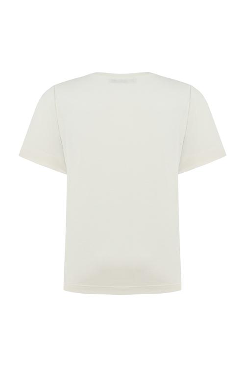  SLOGAN DETAYLI KISA KOLLU T-SHIRT