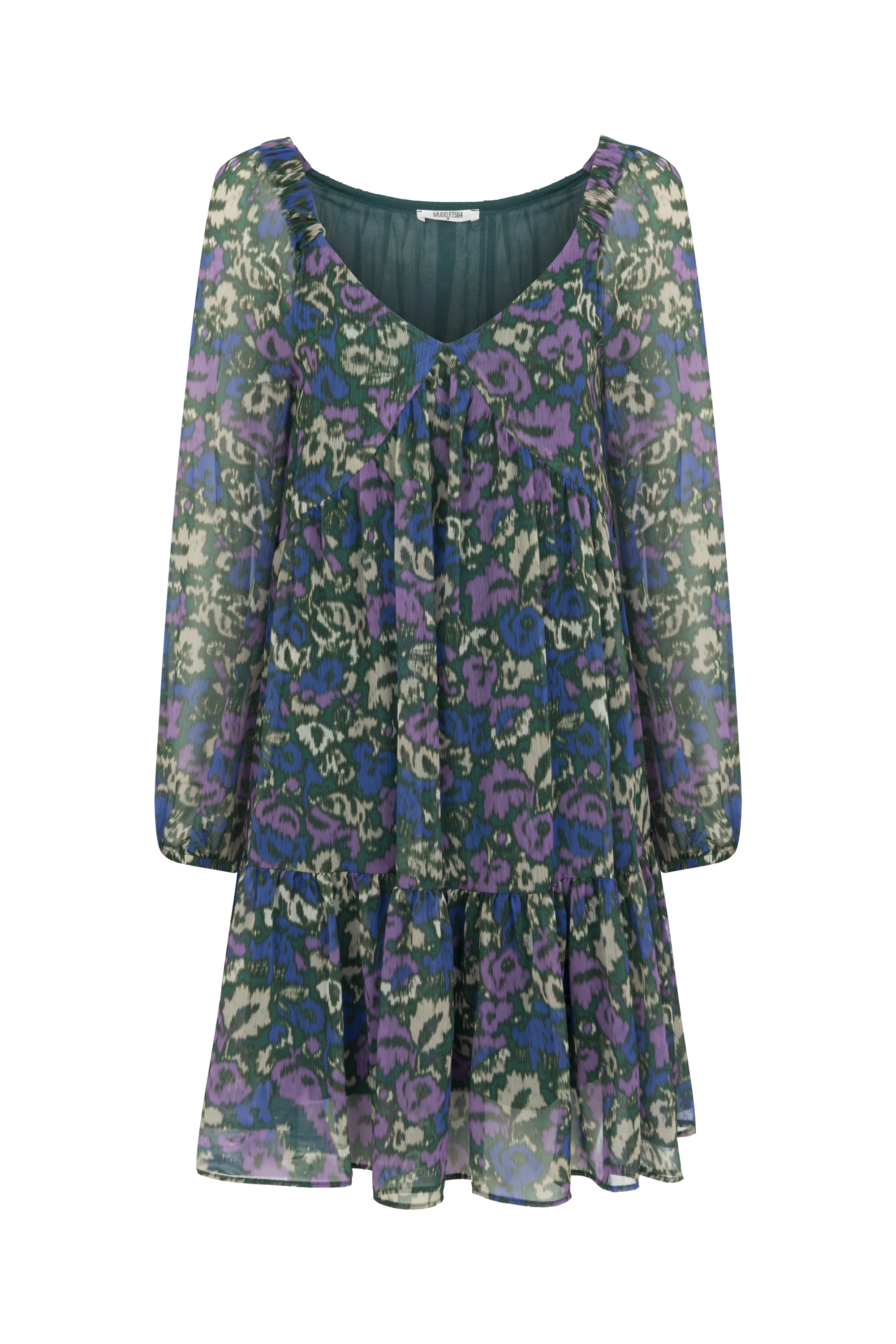 ÇİÇEK DESENLİ MİNİ KLOŞ ELBİSE