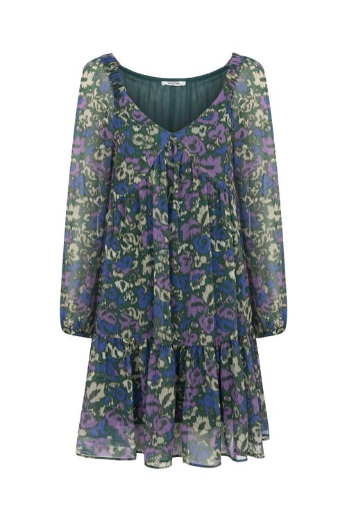  ÇİÇEK DESENLİ MİNİ KLOŞ ELBİSE