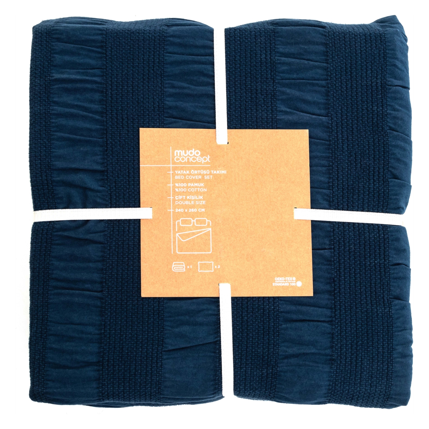 CURTIS YATAK ÖRTÜSÜ TAKIMI ÇİFT KİŞİLİK LACİVERT 240X260