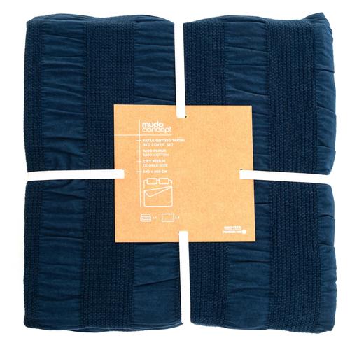  CURTIS YATAK ÖRTÜSÜ TAKIMI ÇİFT KİŞİLİK LACİVERT 240X260