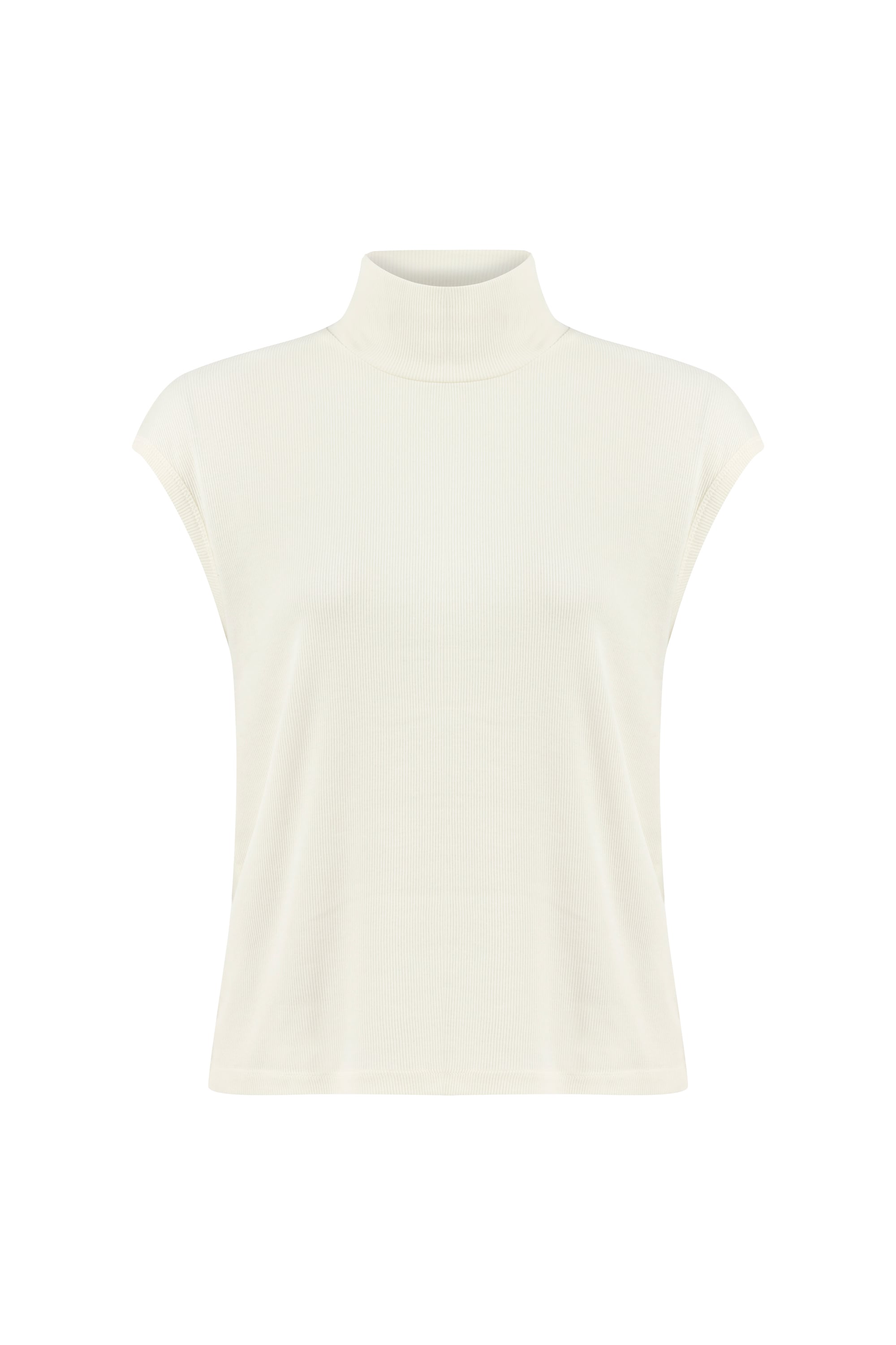 DİK YAKA KOLSUZ T-SHIRT