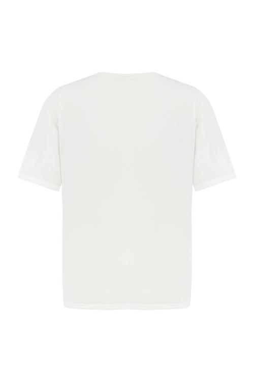  SLOGAN DETAYLI KISA KOLLU T-SHIRT