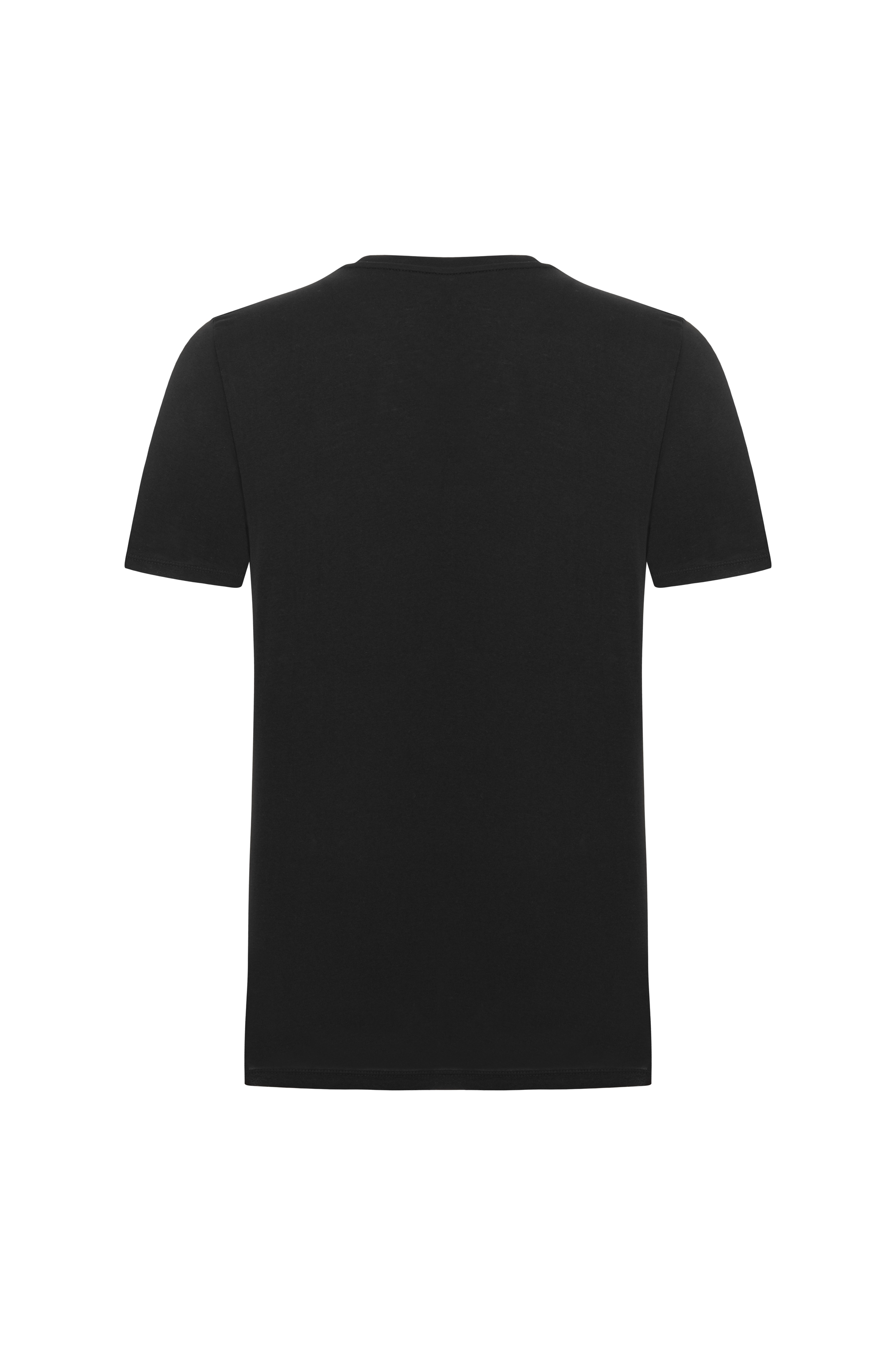 BASKILI KISA KOLLU T-SHIRT