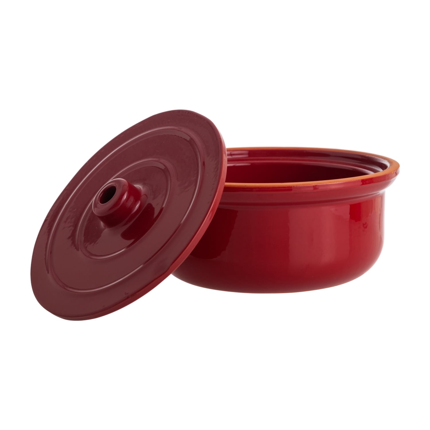 NATURAL BÜYÜK GÜVEÇ TENCERE 2,5L  KIRMIZI