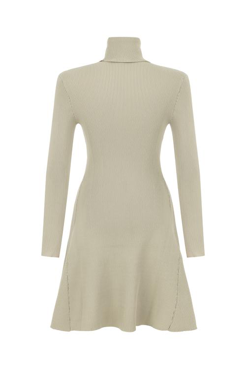  DİK YAKA MİNİ KLOŞ ELBİSE